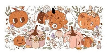 Fall Pumpkin Ghosts- UV DTF 16oz Libbey Cup Wrap