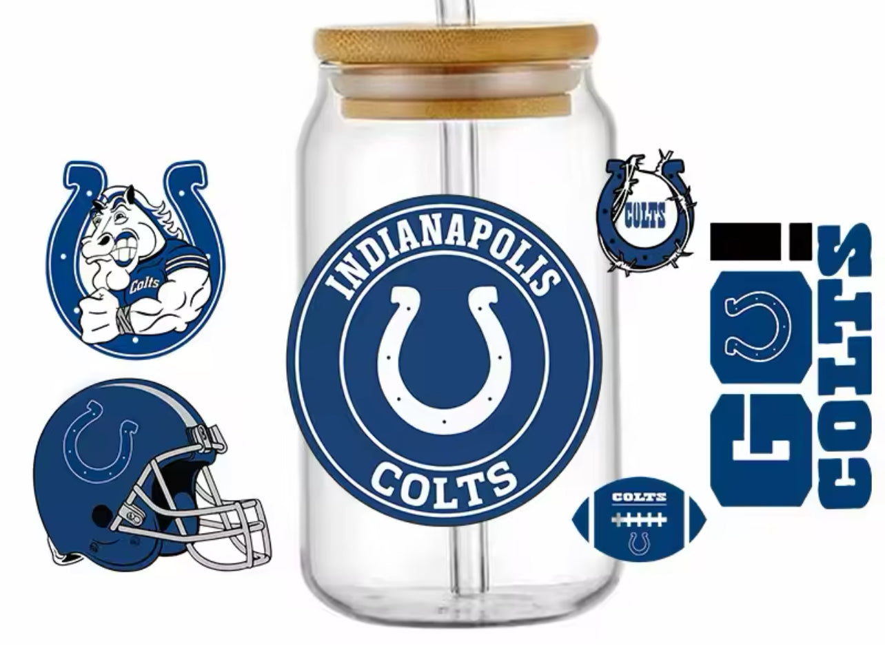 Football Team Indianapolis - UV DTF 16oz Libbey Cup Wrap