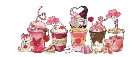 Valentine Coffee Gnomes - UV DTF 16oz Libbey Cup Wrap