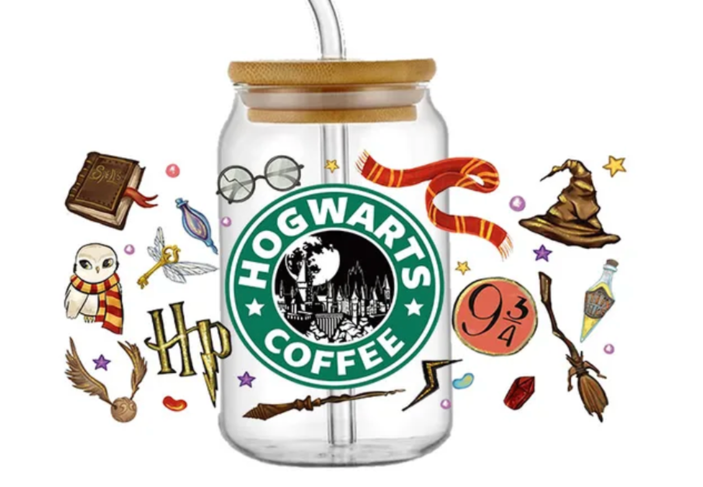 Hogwarts Coffee - UV DTF 16oz Libbey Cup Wrap