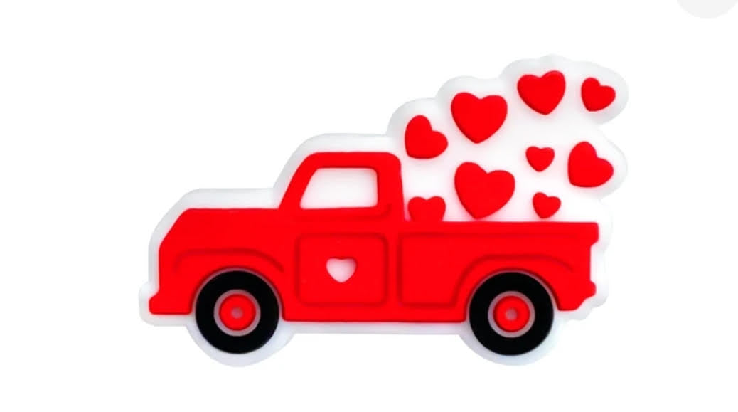 Silicone Bead - Focal Bead - Valentine's Truck