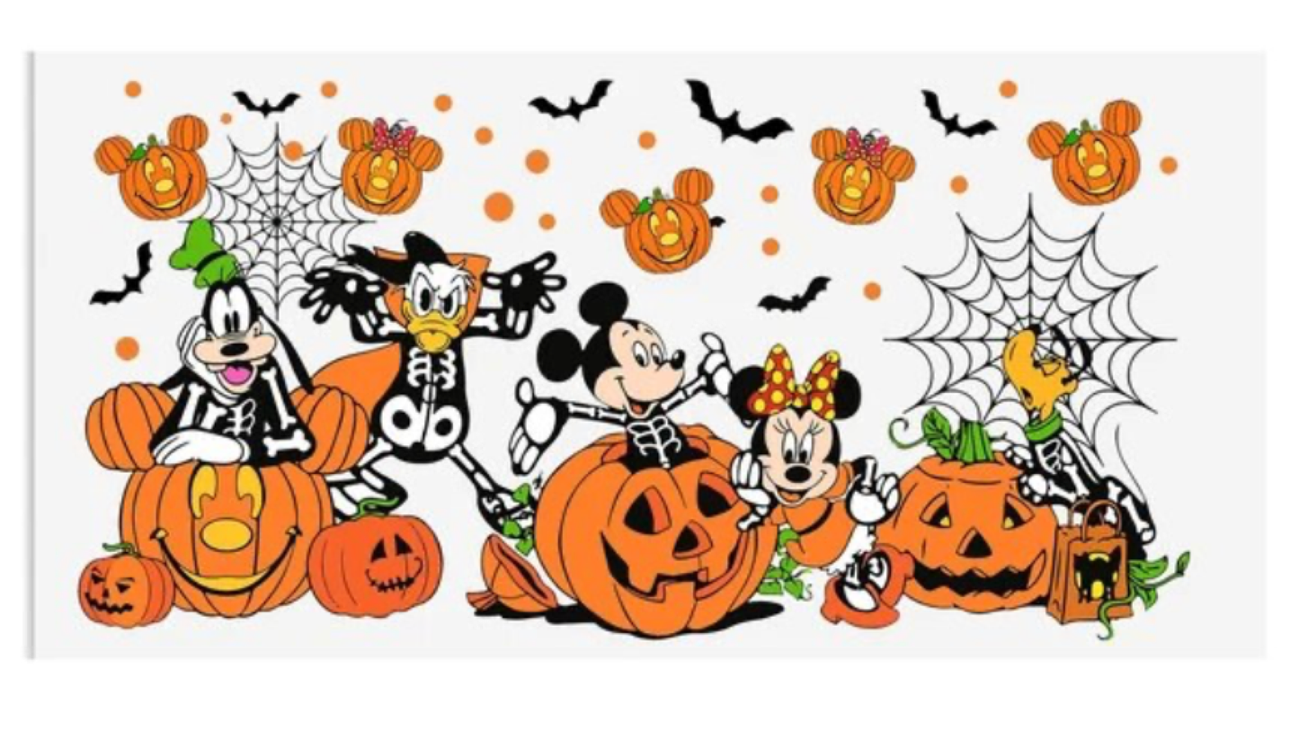 Mouse and Friends Halloween UV DTF 16oz Libbey Cup Wrap