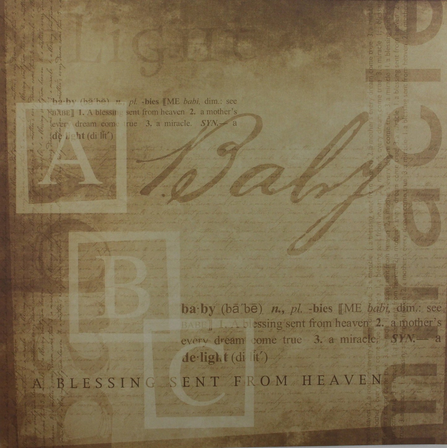 Daisy D's - Taylor Collection - Baby-Miracle- 12x12 Decorative Paper- Brown