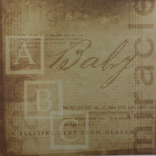 Daisy D's - Taylor Collection - Baby-Miracle- 12x12 Decorative Paper- Brown