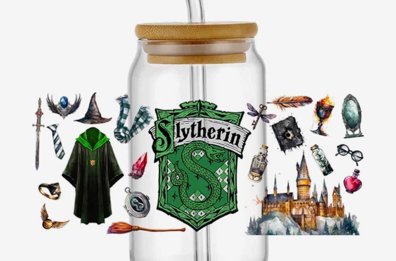 Wizard House Slytherin- UV DTF 16oz Libbey Cup Wrap