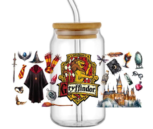 Wizard House Gryffindor- UV DTF 16oz Libbey Cup Wrap