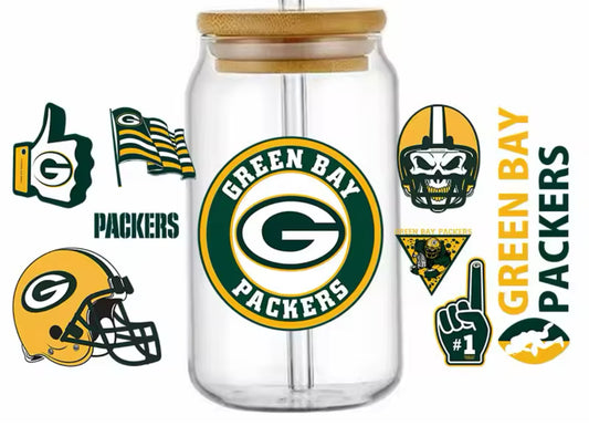 Football Team Green Bay- UV DTF 16oz Libbey Cup Wrap