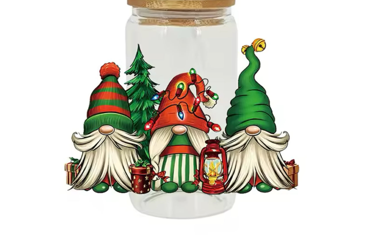 Christmas Gnomes - UV DTF 16oz Libbey Cup Wrap