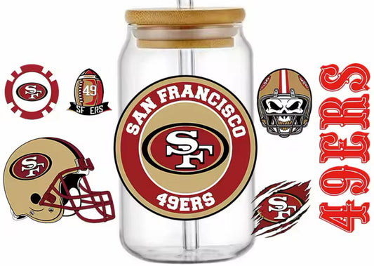 Football Team San Francisco - UV DTF 16oz Libbey Cup Wrap