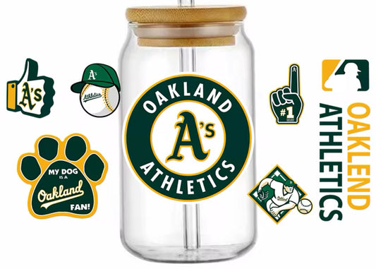 Baseball Team Oakland - UV DTF 16oz Libbey Cup Wrap