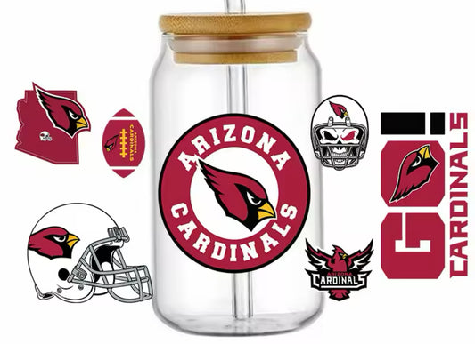 Football Team Arizona - UV DTF 16oz Libbey Cup Wrap