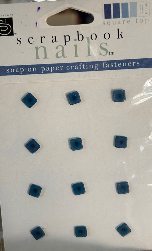Chatterbox Scrapbook Nails package of 12  Snap-on Fasteners- Blue