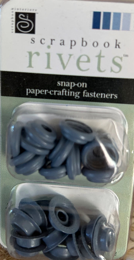 Chatterbox Scrapbook Rivets package of 12  Round Snap-on Fasteners- Blue