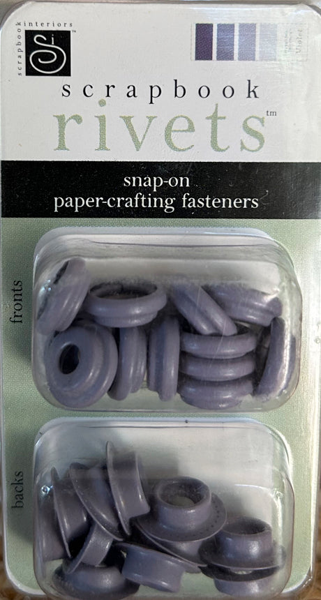 Chatterbox Scrapbook Rivets package of 12  Round Snap-on Fasteners- Lilac