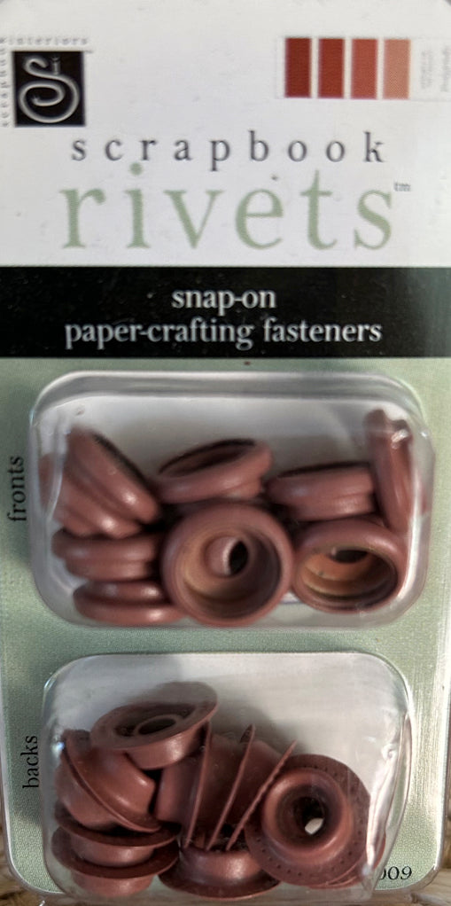 Chatterbox Scrapbook Rivets package of 12  Round Snap-on Fasteners- Mauve