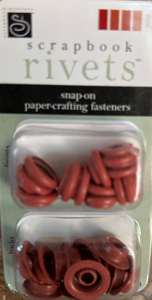 Chatterbox Scrapbook Rivets package of 12  Round Snap-on Fasteners- Red