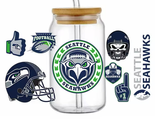 Football Team Seattle - UV DTF 16oz Libbey Cup Wrap