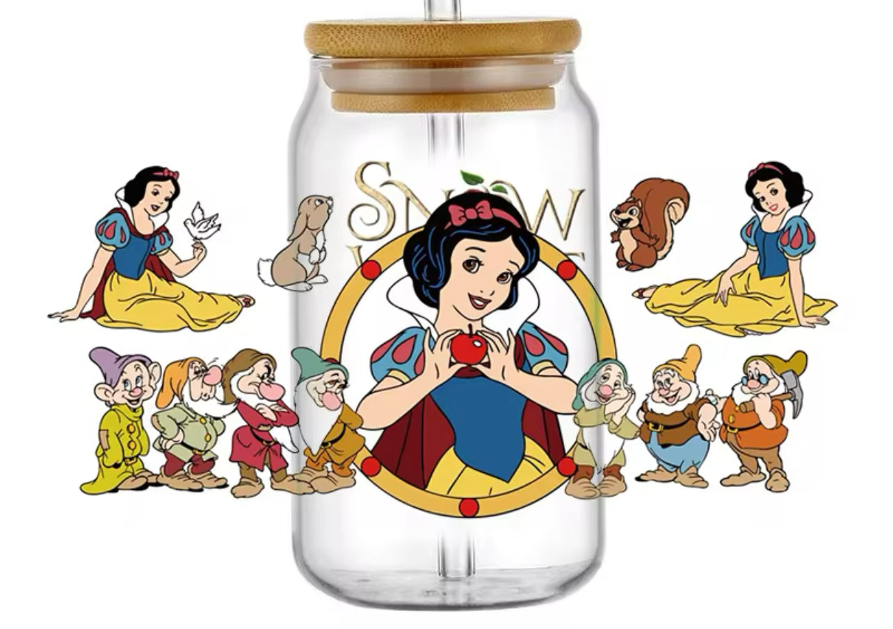 Princess- Snow White- UV DTF 16oz Libbey Cup Wrap