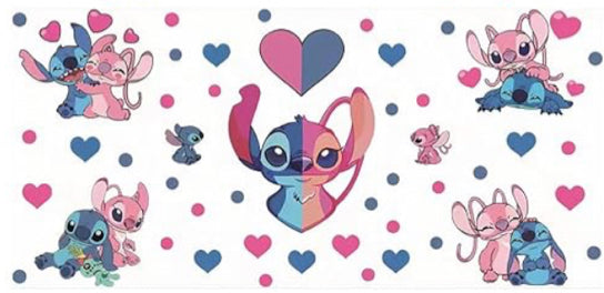 Stitch Hearts - UV DTF 16oz Libbey Cup Wrap