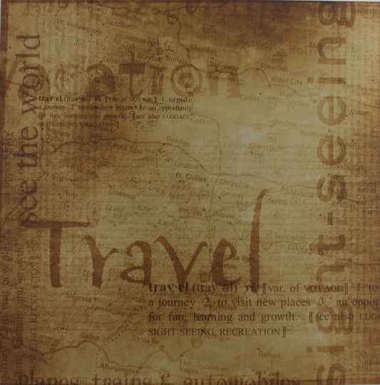 Daisy D's - Taylor Collection - Travel- 12x12 Decorative Paper- Brown