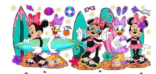 Surf Minnie & Daisy Duck  UV DTF 16oz Libbey Cup Wrap